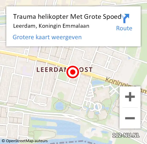 Locatie op kaart van de 112 melding: Trauma helikopter Met Grote Spoed Naar Leerdam, Koningin Emmalaan op 1 juli 2023 20:10