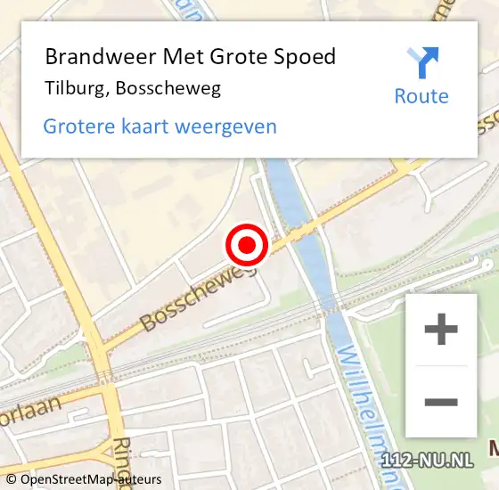 Locatie op kaart van de 112 melding: Brandweer Met Grote Spoed Naar Tilburg, Bosscheweg op 1 juli 2023 22:17