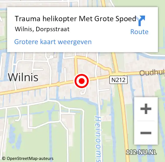 Locatie op kaart van de 112 melding: Trauma helikopter Met Grote Spoed Naar Wilnis, Dorpsstraat op 1 juli 2023 22:28