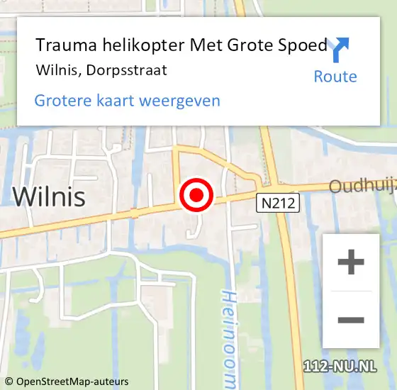 Locatie op kaart van de 112 melding: Trauma helikopter Met Grote Spoed Naar Wilnis, Dorpsstraat op 1 juli 2023 22:34