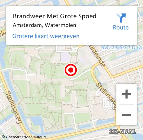 Locatie op kaart van de 112 melding: Brandweer Met Grote Spoed Naar Amsterdam, Watermolen op 2 juli 2023 04:08