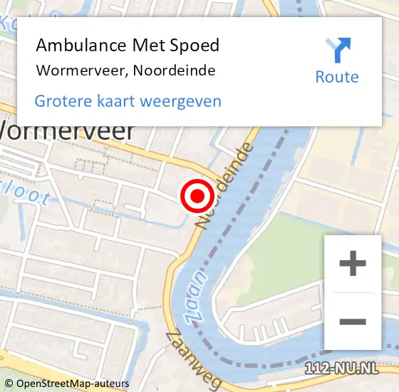 Locatie op kaart van de 112 melding: Ambulance Met Spoed Naar Wormerveer, Noordeinde op 2 juli 2023 08:47