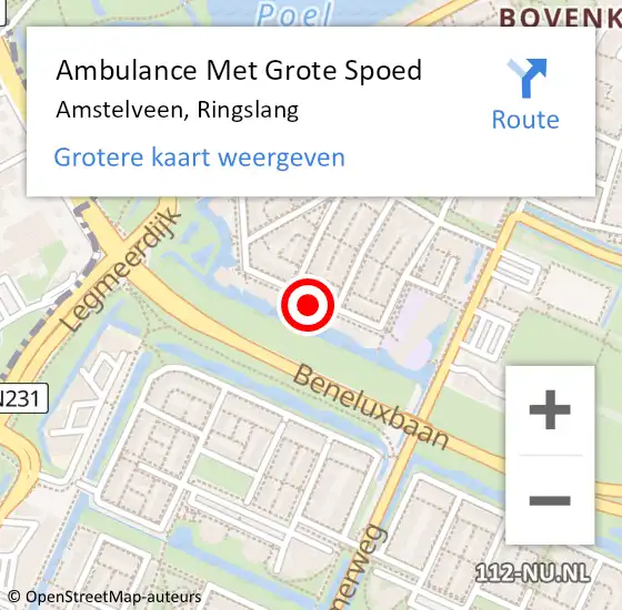 Locatie op kaart van de 112 melding: Ambulance Met Grote Spoed Naar Amstelveen, Ringslang op 2 juli 2023 09:28