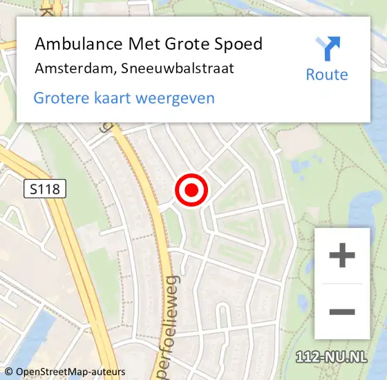 Locatie op kaart van de 112 melding: Ambulance Met Grote Spoed Naar Amsterdam, Sneeuwbalstraat op 2 juli 2023 10:21