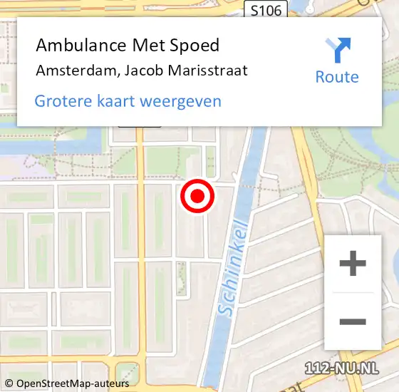 Locatie op kaart van de 112 melding: Ambulance Met Spoed Naar Amsterdam, Jacob Marisstraat op 2 juli 2023 13:29