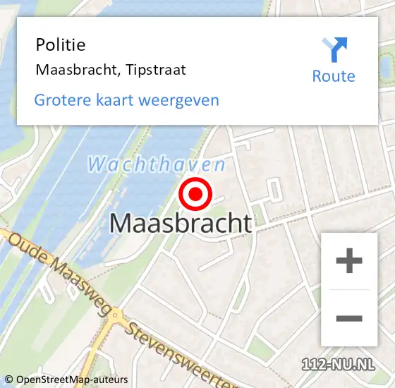 Locatie op kaart van de 112 melding: Politie Maasbracht, Tipstraat op 2 juli 2023 17:23