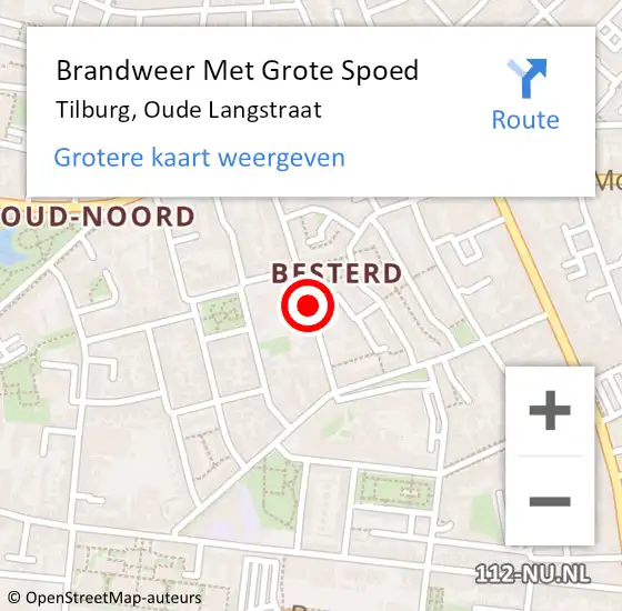 Locatie op kaart van de 112 melding: Brandweer Met Grote Spoed Naar Tilburg, Oude Langstraat op 2 juli 2023 21:21