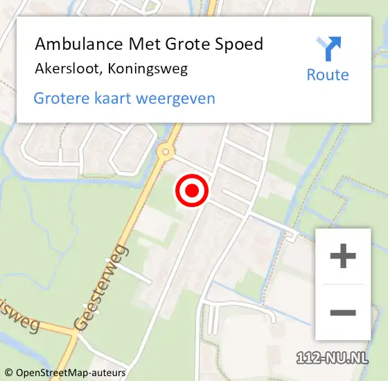 Locatie op kaart van de 112 melding: Ambulance Met Grote Spoed Naar Akersloot, Koningsweg op 2 juli 2023 21:51