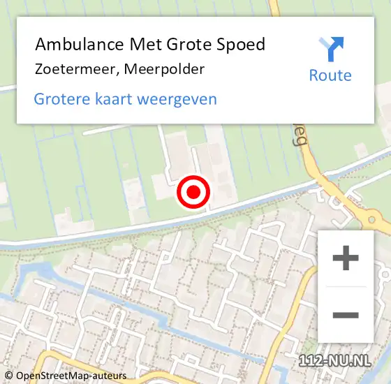 Locatie op kaart van de 112 melding: Ambulance Met Grote Spoed Naar Zoetermeer, Meerpolder op 2 juli 2023 23:13