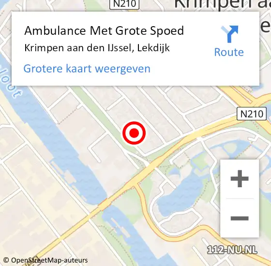 Locatie op kaart van de 112 melding: Ambulance Met Grote Spoed Naar Krimpen aan den IJssel, Lekdijk op 2 juli 2023 23:41