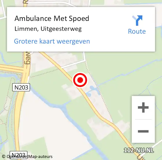 Locatie op kaart van de 112 melding: Ambulance Met Spoed Naar Limmen, Uitgeesterweg op 3 juli 2023 02:33