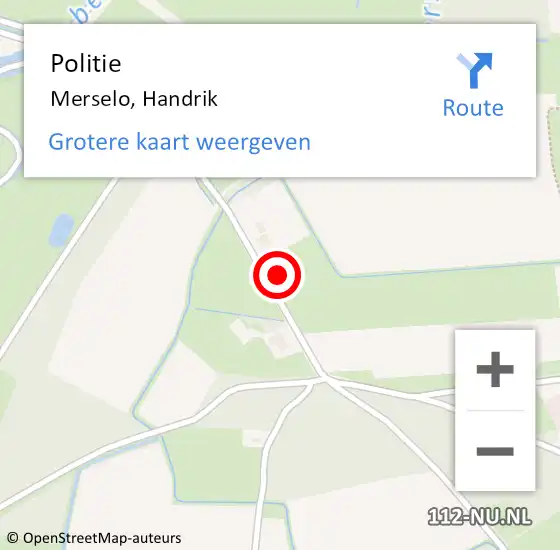 Locatie op kaart van de 112 melding: Politie Merselo, Handrik op 3 juli 2023 07:48