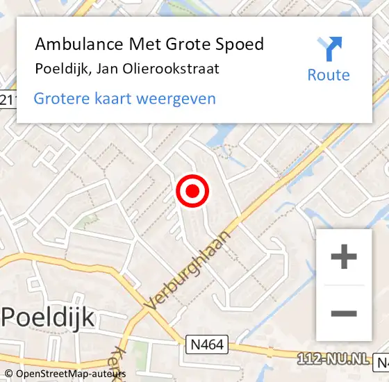 Locatie op kaart van de 112 melding: Ambulance Met Grote Spoed Naar Poeldijk, Jan Olierookstraat op 3 juli 2023 08:54