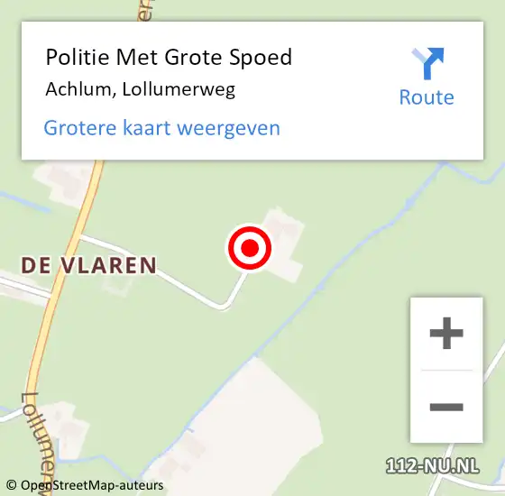 Locatie op kaart van de 112 melding: Politie Met Grote Spoed Naar Achlum, Lollumerweg op 3 juli 2023 08:57