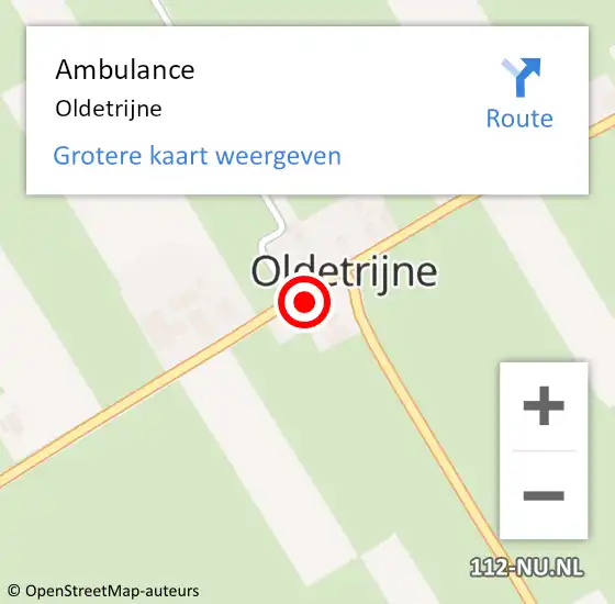 Locatie op kaart van de 112 melding: Ambulance Oldetrijne op 3 juli 2023 09:47
