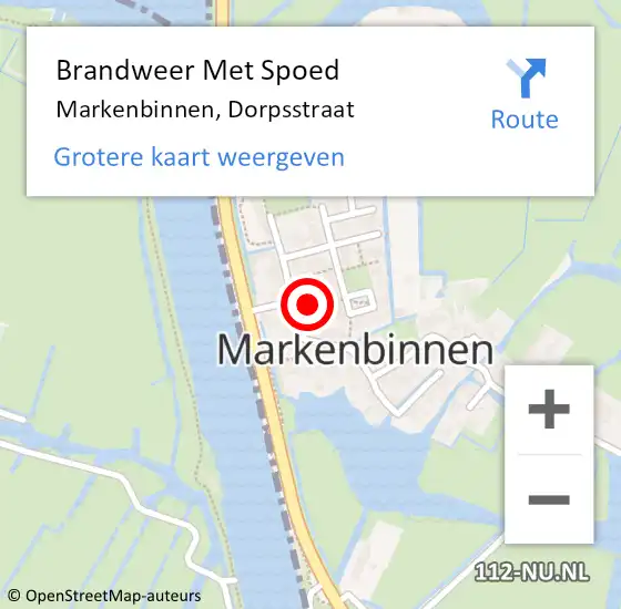 Locatie op kaart van de 112 melding: Brandweer Met Spoed Naar Markenbinnen, Dorpsstraat op 3 juli 2023 09:58