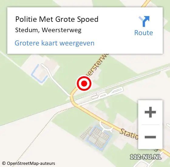 Locatie op kaart van de 112 melding: Politie Met Grote Spoed Naar Stedum, Weersterweg op 3 juli 2023 11:07