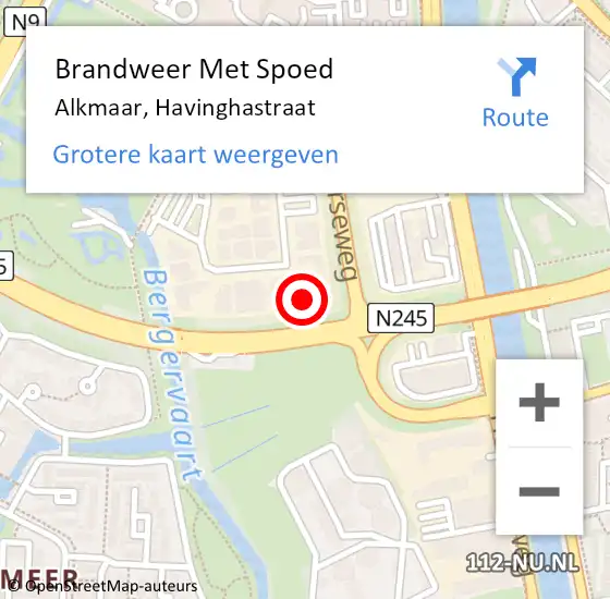 Locatie op kaart van de 112 melding: Brandweer Met Spoed Naar Alkmaar, Havinghastraat op 3 juli 2023 11:35