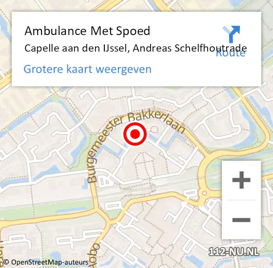 Locatie op kaart van de 112 melding: Ambulance Met Spoed Naar Capelle aan den IJssel, Andreas Schelfhoutrade op 3 juli 2023 14:32