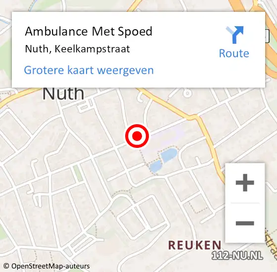Locatie op kaart van de 112 melding: Ambulance Met Spoed Naar Nuth, Keelkampstraat op 31 augustus 2014 10:28