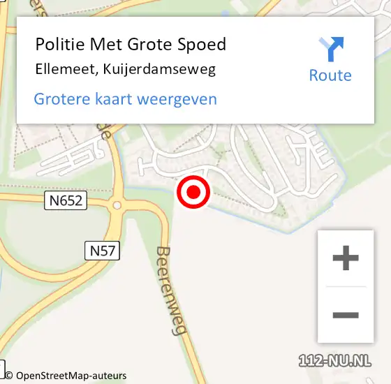 Locatie op kaart van de 112 melding: Politie Met Grote Spoed Naar Ellemeet, Kuijerdamseweg op 3 juli 2023 17:27