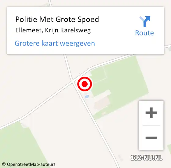 Locatie op kaart van de 112 melding: Politie Met Grote Spoed Naar Ellemeet, Krijn Karelsweg op 3 juli 2023 17:33