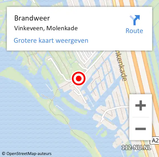 Locatie op kaart van de 112 melding: Brandweer Vinkeveen, Molenkade op 31 augustus 2014 10:30