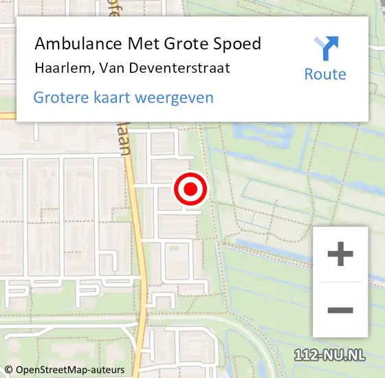 Locatie op kaart van de 112 melding: Ambulance Met Grote Spoed Naar Haarlem, Van Deventerstraat op 3 juli 2023 17:43