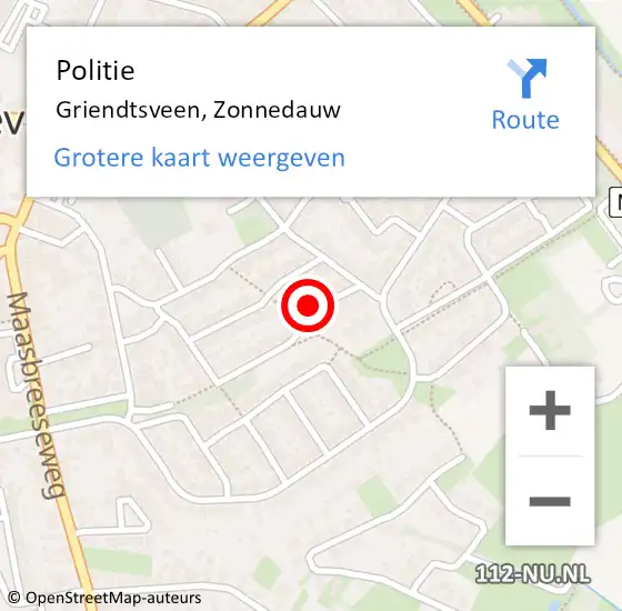 Locatie op kaart van de 112 melding: Politie Griendtsveen, Zonnedauw op 3 juli 2023 17:52