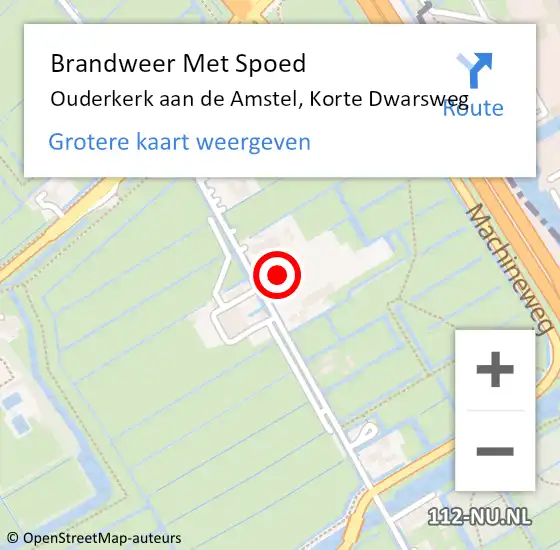 Locatie op kaart van de 112 melding: Brandweer Met Spoed Naar Ouderkerk aan de Amstel, Korte Dwarsweg op 3 juli 2023 18:00