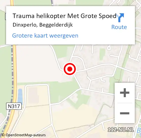Locatie op kaart van de 112 melding: Trauma helikopter Met Grote Spoed Naar Dinxperlo, Beggelderdijk op 3 juli 2023 18:02