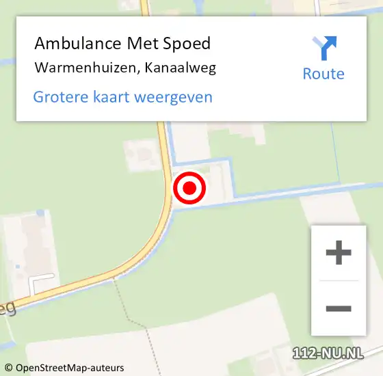 Locatie op kaart van de 112 melding: Ambulance Met Spoed Naar Warmenhuizen, Kanaalweg op 3 juli 2023 18:14