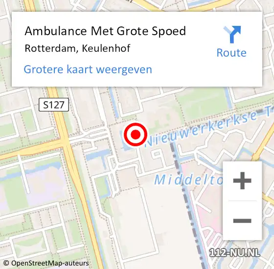Locatie op kaart van de 112 melding: Ambulance Met Grote Spoed Naar Rotterdam, Keulenhof op 3 juli 2023 19:00