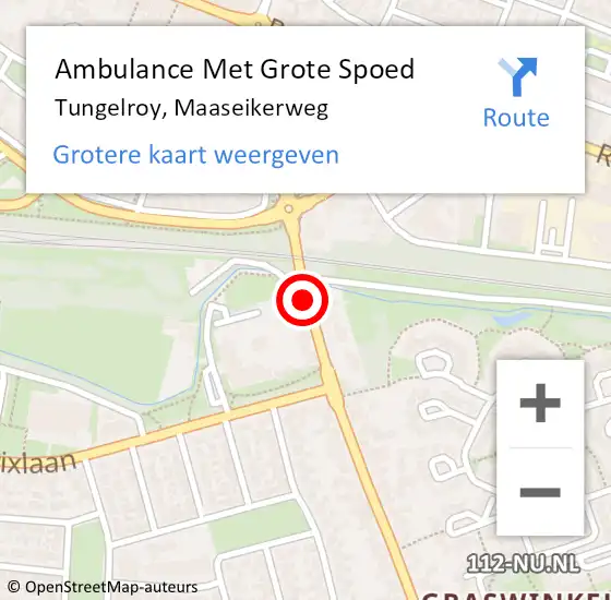 Locatie op kaart van de 112 melding: Ambulance Met Grote Spoed Naar Tungelroy, Maaseikerweg op 31 augustus 2014 10:46