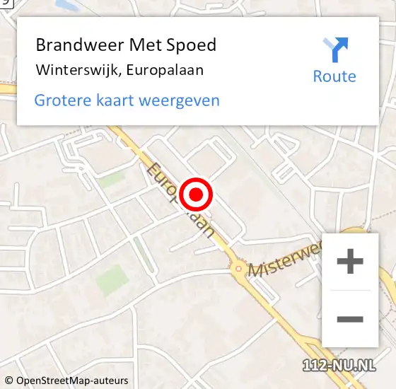 Locatie op kaart van de 112 melding: Brandweer Met Spoed Naar Winterswijk, Europalaan op 3 juli 2023 19:24