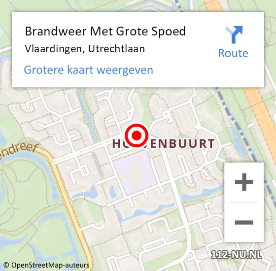 Locatie op kaart van de 112 melding: Brandweer Met Grote Spoed Naar Vlaardingen, Utrechtlaan op 3 juli 2023 21:56