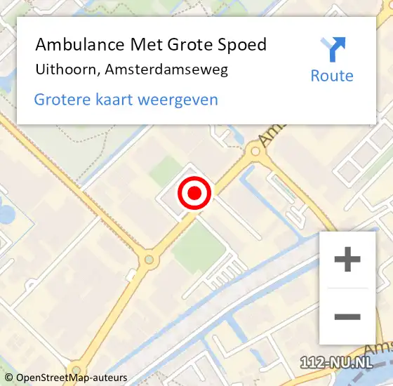 Locatie op kaart van de 112 melding: Ambulance Met Grote Spoed Naar Uithoorn, Amsterdamseweg op 3 juli 2023 22:53