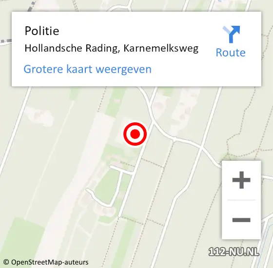 Locatie op kaart van de 112 melding: Politie Hollandsche Rading, Karnemelksweg op 3 juli 2023 22:56