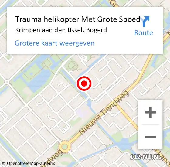 Locatie op kaart van de 112 melding: Trauma helikopter Met Grote Spoed Naar Krimpen aan den IJssel, Bogerd op 4 juli 2023 00:25
