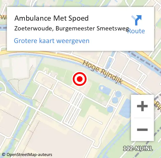 Locatie op kaart van de 112 melding: Ambulance Met Spoed Naar Zoeterwoude, Burgemeester Smeetsweg op 4 juli 2023 08:23