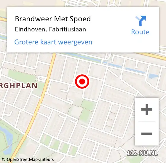 Locatie op kaart van de 112 melding: Brandweer Met Spoed Naar Eindhoven, Fabritiuslaan op 4 juli 2023 08:54