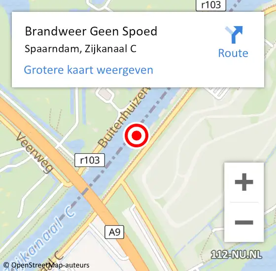 Locatie op kaart van de 112 melding: Brandweer Geen Spoed Naar Spaarndam, Zijkanaal C op 4 juli 2023 09:34