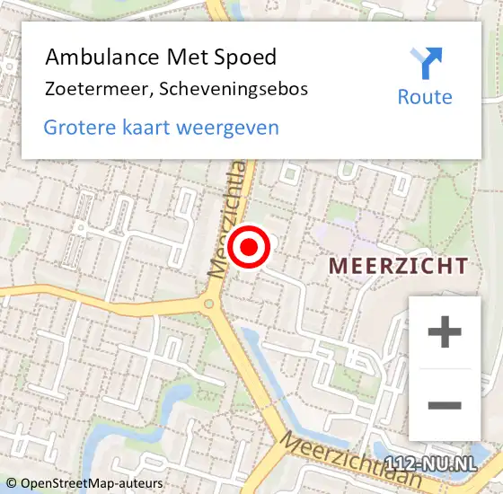 Locatie op kaart van de 112 melding: Ambulance Met Spoed Naar Zoetermeer, Scheveningsebos op 4 juli 2023 10:09