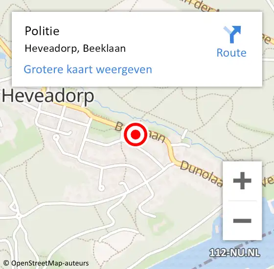 Locatie op kaart van de 112 melding: Politie Heveadorp, Beeklaan op 4 juli 2023 12:15