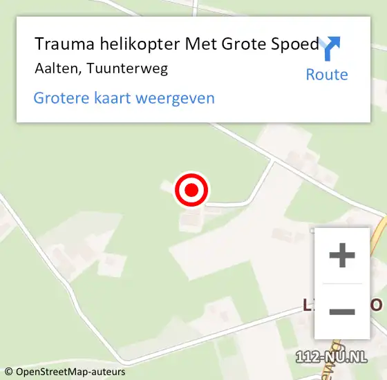 Locatie op kaart van de 112 melding: Trauma helikopter Met Grote Spoed Naar Aalten, Tuunterweg op 4 juli 2023 14:29