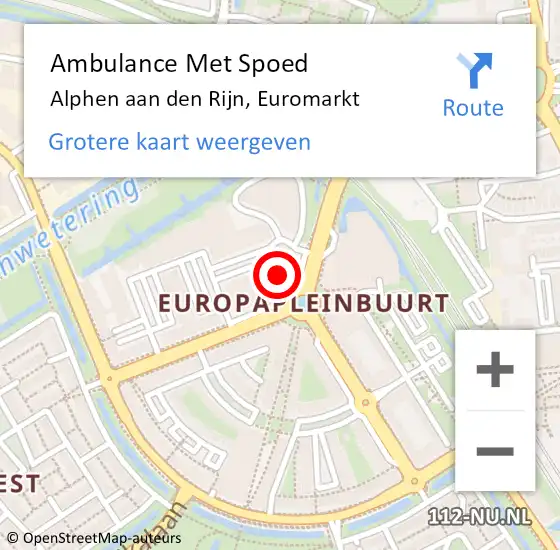 Locatie op kaart van de 112 melding: Ambulance Met Spoed Naar Alphen aan den Rijn, Euromarkt op 4 juli 2023 16:19