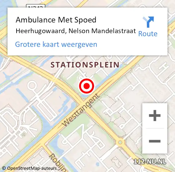 Locatie op kaart van de 112 melding: Ambulance Met Spoed Naar Heerhugowaard, Nelson Mandelastraat op 4 juli 2023 16:50