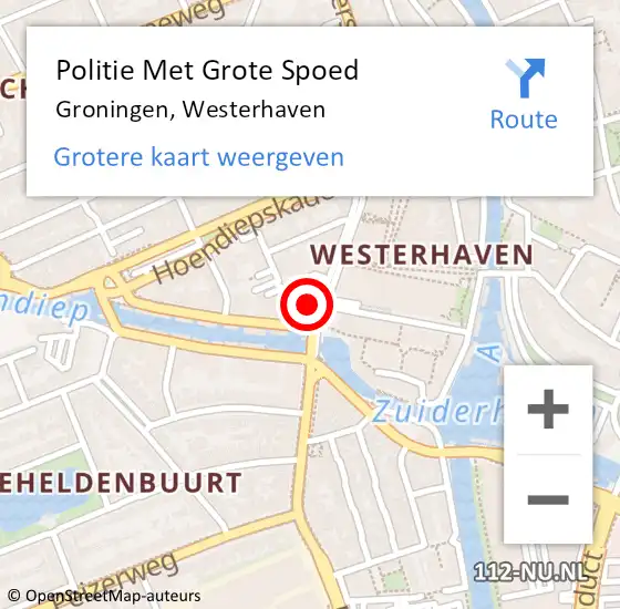 Locatie op kaart van de 112 melding: Politie Met Grote Spoed Naar Groningen, Westerhaven op 4 juli 2023 20:37