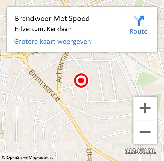 Locatie op kaart van de 112 melding: Brandweer Met Spoed Naar Hilversum, Kerklaan op 4 juli 2023 22:54