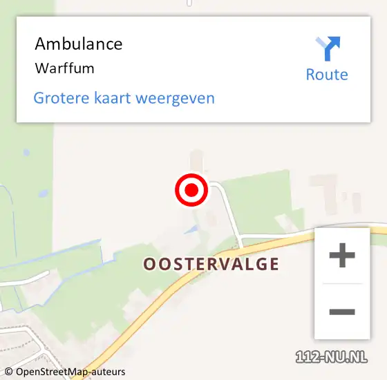 Locatie op kaart van de 112 melding: Ambulance Warffum op 5 juli 2023 00:20